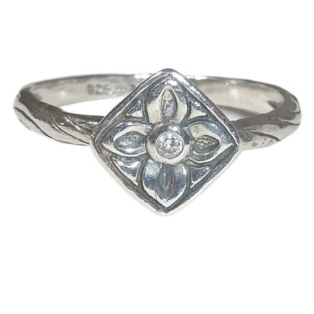 Silpada R2465 CZ Sterling Silver Flower Stack Ring Size 7 .925 Stackable